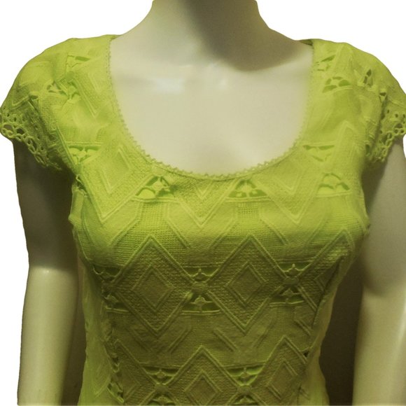Dress Lace Neon Green Minidress open back Clubwear night out NWT - Picture 4 of 8